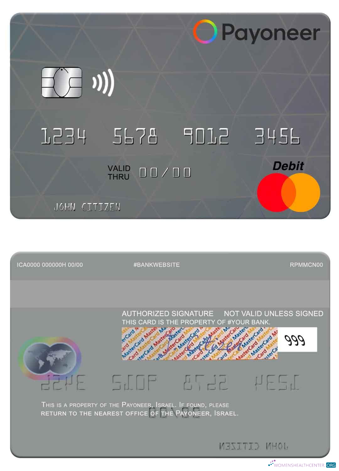 Download USA Payoneer mastercard Photoshop template
